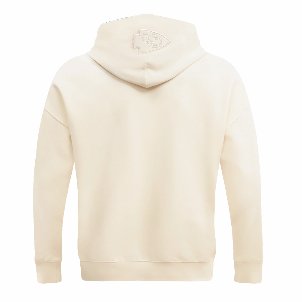 NFL KANSAS CITY CHIEFS NEUTRAL DROP SHOULDER MEN'S PULLOVER HOODIE (EGGSHELL)