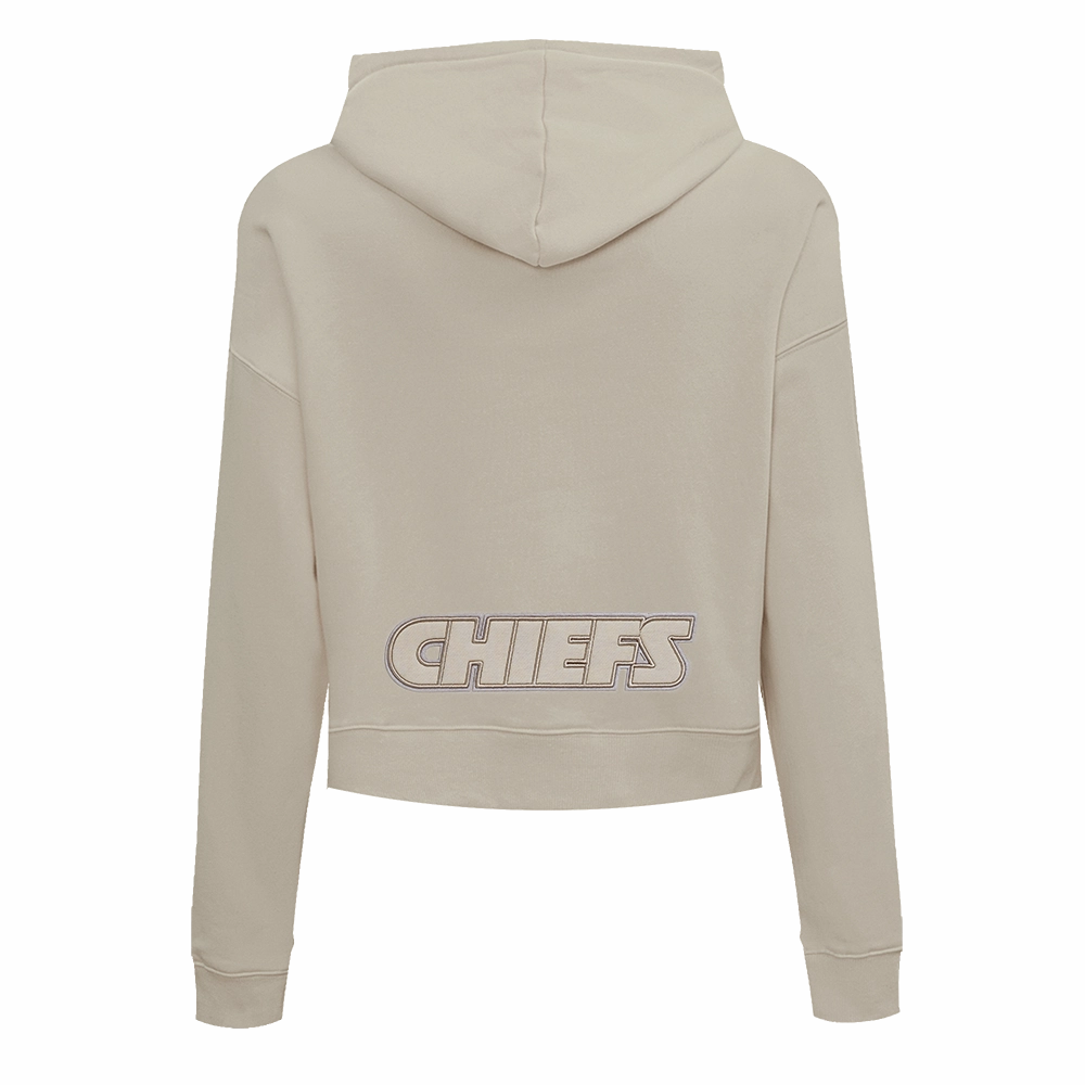 NFL KANSAS CITY CHIEFS NEUTRAL WOMEN'S CROPPED PULLOVER HOODIE (TAUPE)