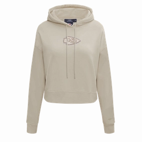 NFL KANSAS CITY CHIEFS NEUTRAL WOMEN'S CROPPED PULLOVER HOODIE (TAUPE)