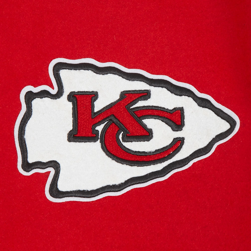 NFL KANSAS CITY CHIEFS OLD ENGLISH MEN'S RIB WOOL VARSITY JACKET (RED/WHITE)