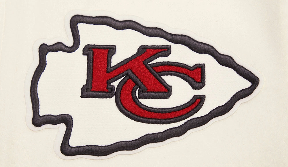 NFL KANSAS CITY CHIEFS RETRO CLASSIC MEN'S RIB WOOL VARSITY JACKET (EGGSHELL/ RED)