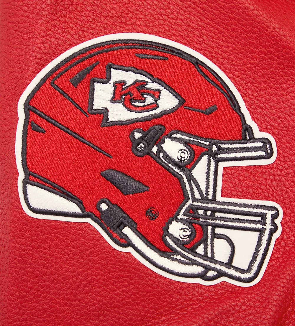 NFL KANSAS CITY CHIEFS RETRO CLASSIC MEN'S RIB WOOL VARSITY JACKET (EGGSHELL/ RED)