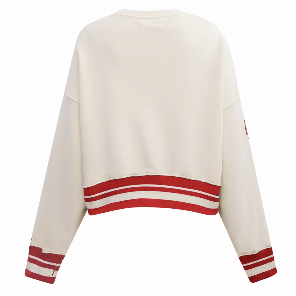 NFL KANSAS CITY CHIEFS RETRO CLASSIC WOMEN'S RIB CREWNECK (EGGSHELL/ RED)