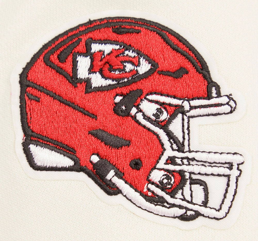 NFL KANSAS CITY CHIEFS RETRO CLASSIC WOMEN'S RIB CROPPED PULLOVER HOODIE (EGGSHELL/ RED)