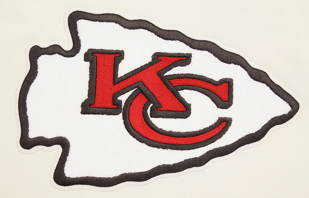 NFL KANSAS CITY CHIEFS RETRO CLASSIC WOMEN'S RIB CROPPED PULLOVER HOODIE (EGGSHELL/ RED)