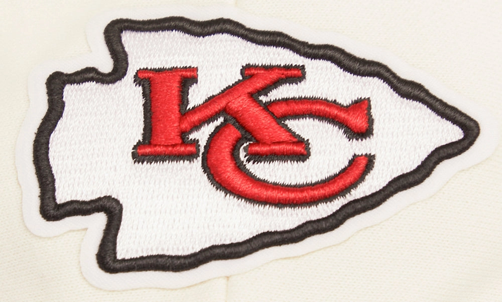 NFL KANSAS CITY CHIEFS RETRO CLASSIC WOMEN'S RIB CROPPED PULLOVER HOODIE (EGGSHELL/ RED)