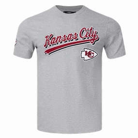 NFL KANSAS CITY CHIEFS SCRIPT TAIL MEN'S   TEE (HEATHER GREY)