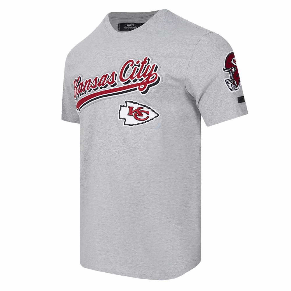 NFL KANSAS CITY CHIEFS SCRIPT TAIL MEN'S   TEE (HEATHER GREY)