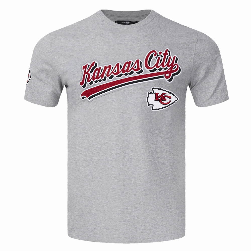 NFL KANSAS CITY CHIEFS SCRIPT TAIL MEN'S   TEE (HEATHER GREY)