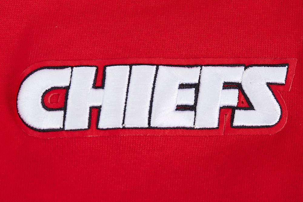 NFL KANSAS CITY CHIEFS SCRIPT TAIL MEN'S RIB FLEECE PULLOVER HOODIE (RED)