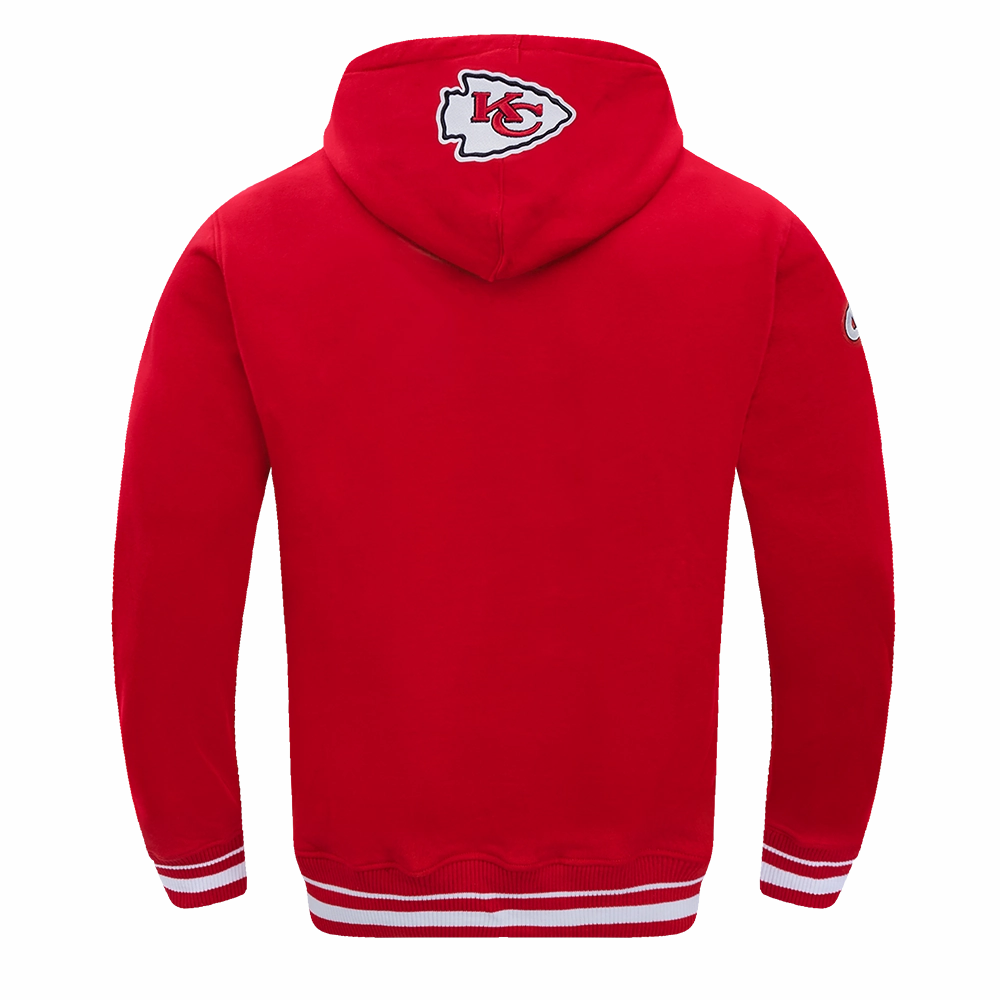NFL KANSAS CITY CHIEFS SCRIPT TAIL MEN'S RIB FLEECE PULLOVER HOODIE (RED)