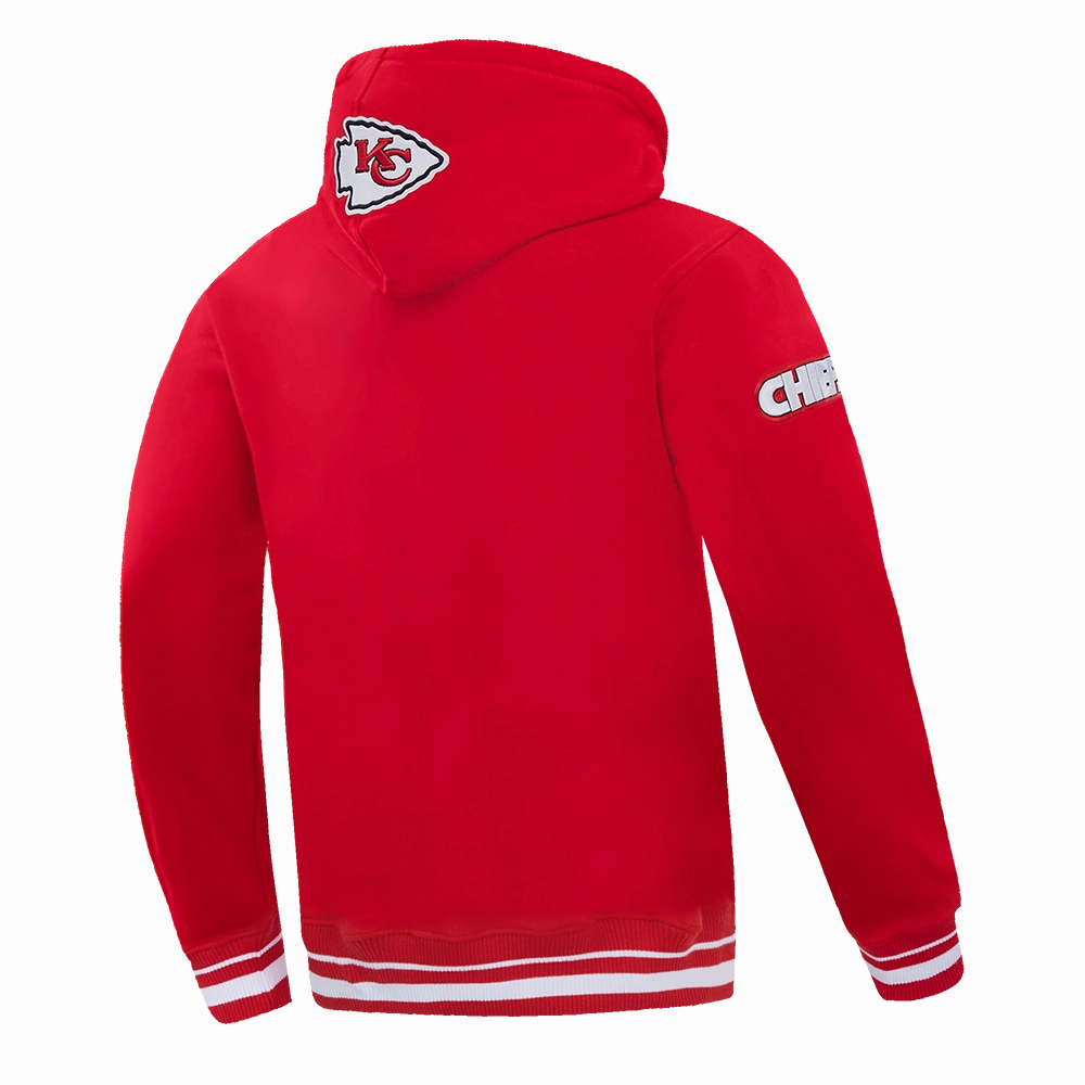 NFL KANSAS CITY CHIEFS SCRIPT TAIL MEN'S RIB FLEECE PULLOVER HOODIE (RED)