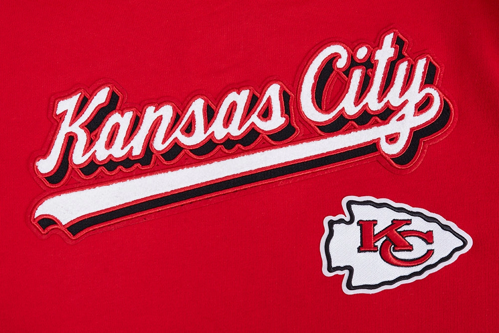 NFL KANSAS CITY CHIEFS SCRIPT TAIL MEN'S RIB FLEECE PULLOVER HOODIE (RED)