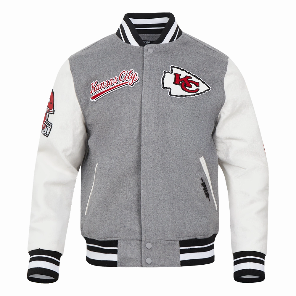 NFL KANSAS CITY CHIEFS SCRIPT TAIL MEN'S RIB WOOL VARSITY (HEATHER GREY/WHITE/BLACK)
