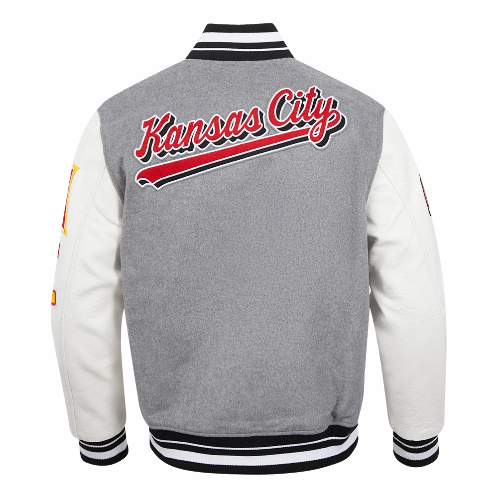 NFL KANSAS CITY CHIEFS SCRIPT TAIL MEN'S RIB WOOL VARSITY (HEATHER GREY/WHITE/BLACK)