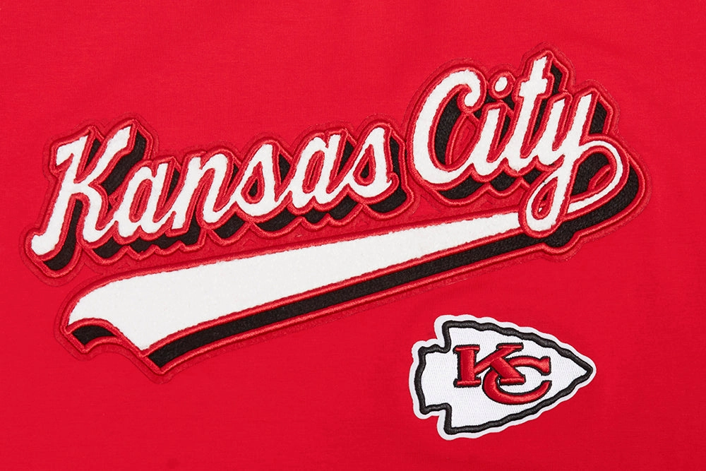 NFL KANSAS CITY CHIEFS SCRIPT TAIL WOMEN'S SINGLE JERSEY BOXY TEE (RED)