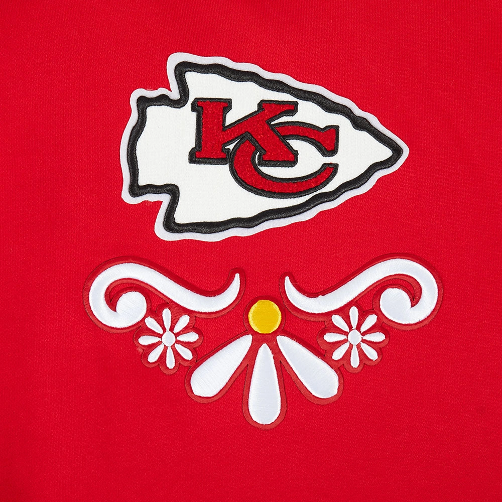 NFL KANSAS CITY CHIEFS SUGAR SKULL MEN'S FLEECE PULLOVER HOODIE (RED)