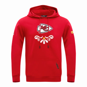 NFL KANSAS CITY CHIEFS SUGAR SKULL MEN'S FLEECE PULLOVER HOODIE (RED)