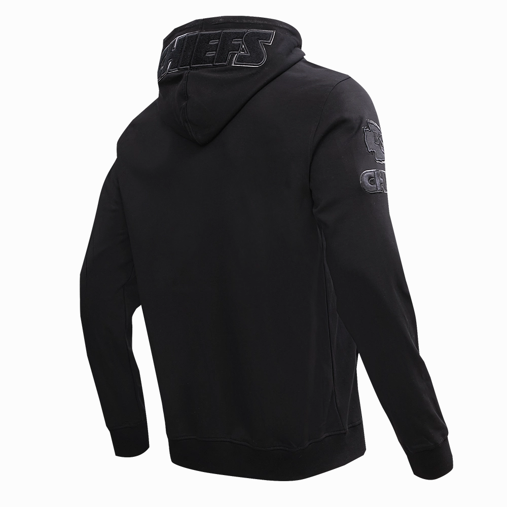 NFL KANSAS CITY CHIEFS TRIPLE BLACK MEN'S FULL ZIP HOODIE  (TRIPLE BLACK)