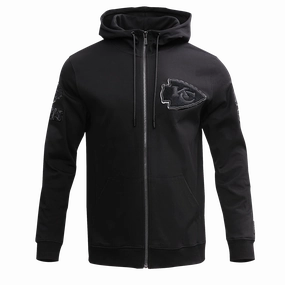 NFL KANSAS CITY CHIEFS TRIPLE BLACK MEN'S FULL ZIP HOODIE  (TRIPLE BLACK)