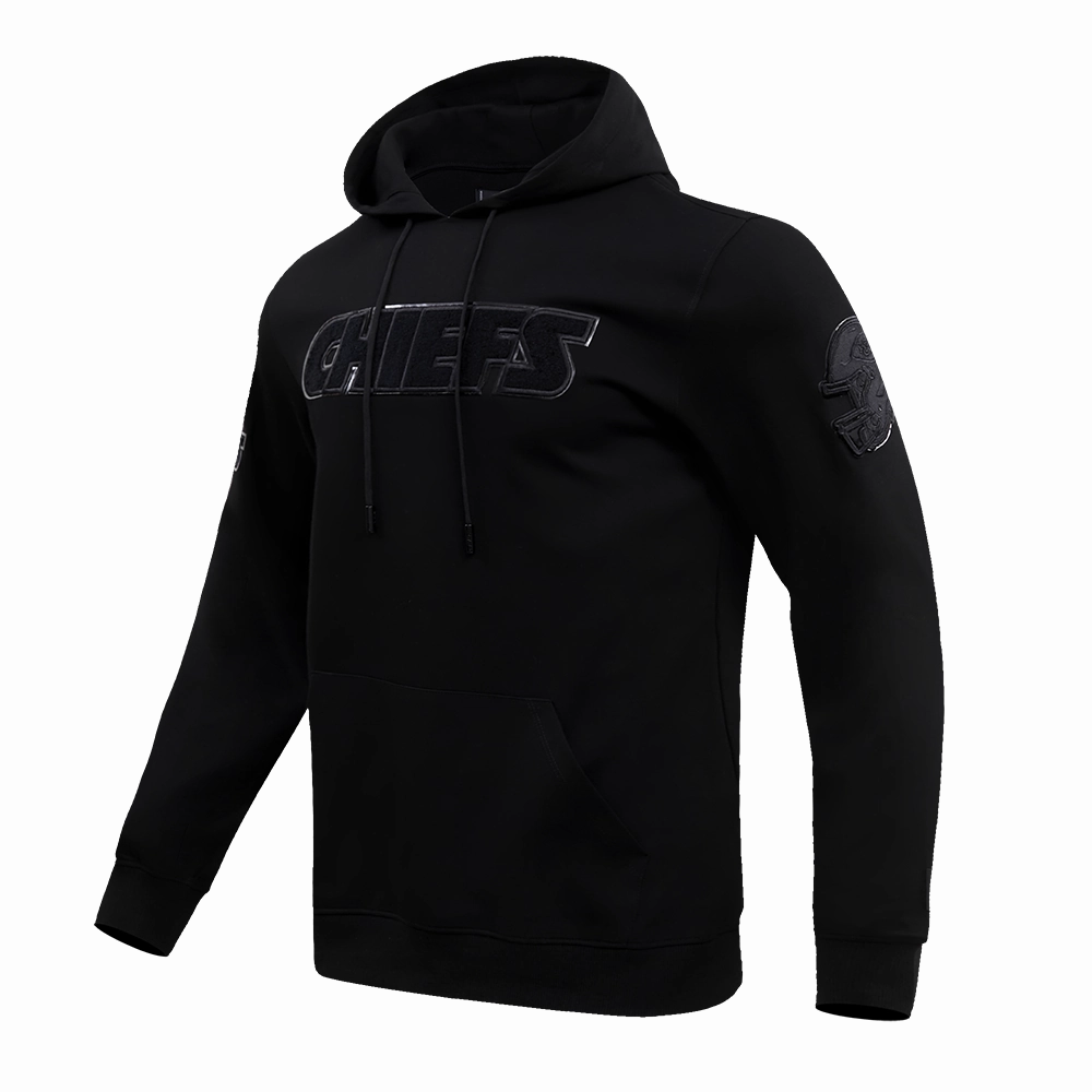 NFL KANSAS CITY CHIEFS TRIPLE BLACK MEN'S PULLOVER HOODIE (TRIPLE BLACK)