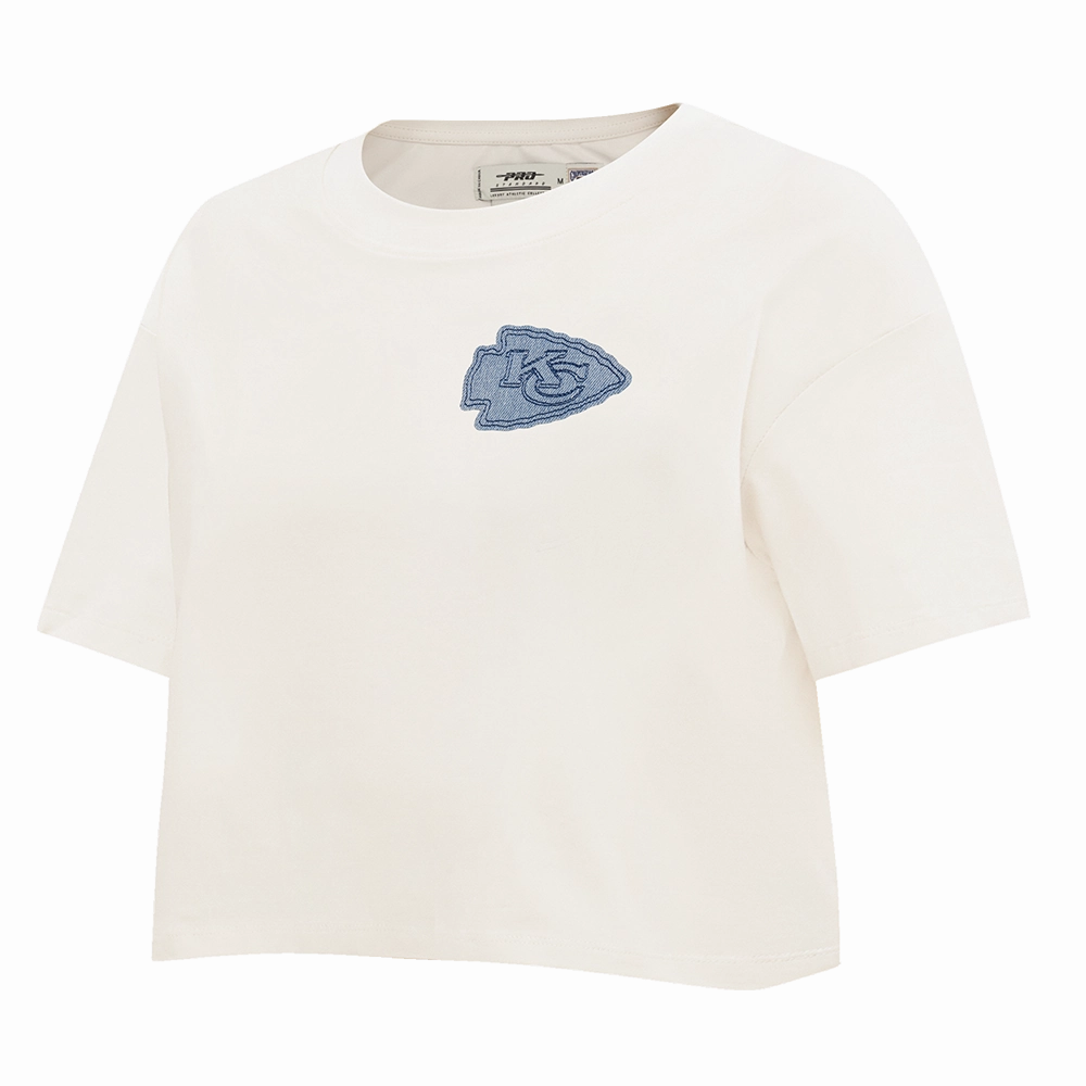 NFL KANSAS CITY CHIEFS VARSITY BLUES WOMEN'S BOXY TEE (LINEN)