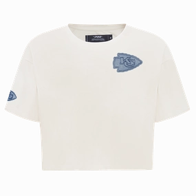 NFL KANSAS CITY CHIEFS VARSITY BLUES WOMEN'S BOXY TEE (LINEN)
