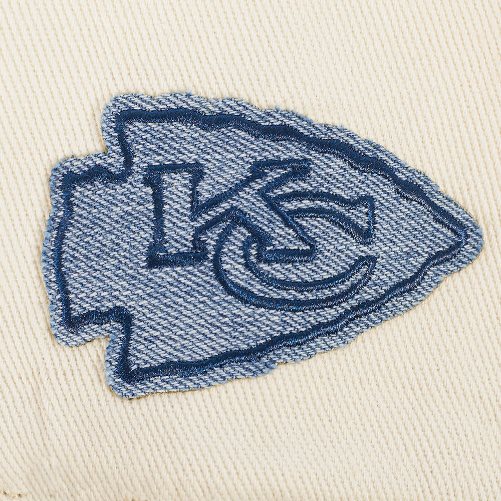 NFL KANSAS CITY CHIEFS VARSITY BLUES WOMEN'S DENIM VARSITY JACKET (DENIM/LINEN)