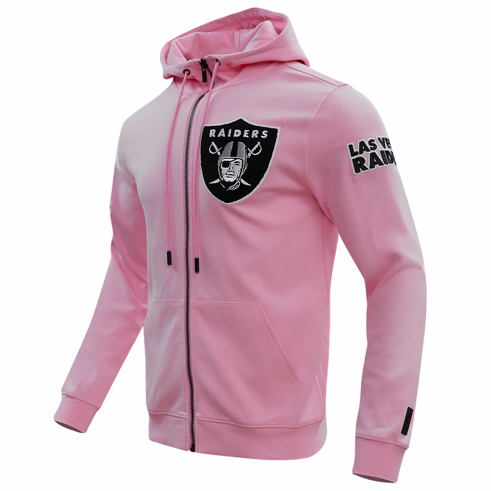 NFL LAS VEGAS RAIDERS CLASSIC CHENILLE MEN'S FULL ZIP HOODIE  (PINK)