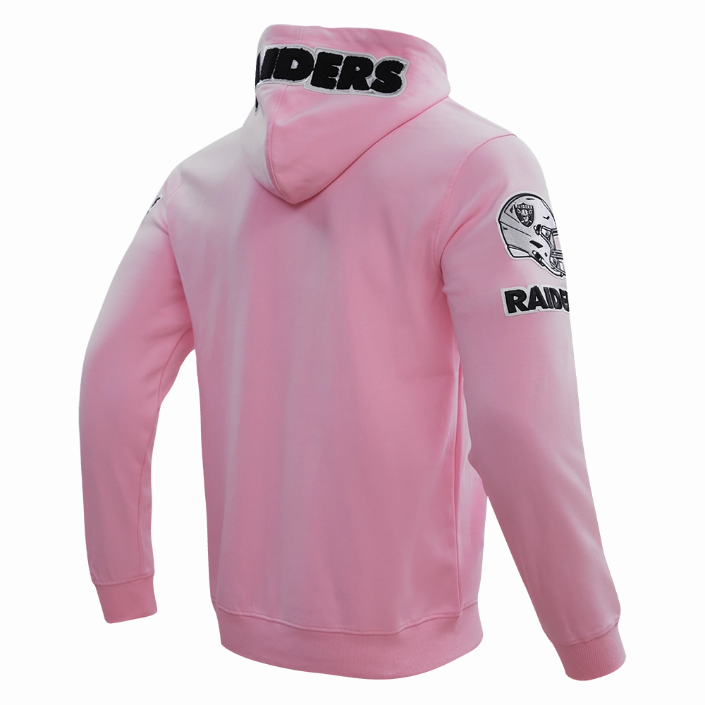 NFL LAS VEGAS RAIDERS CLASSIC CHENILLE MEN'S FULL ZIP HOODIE  (PINK)