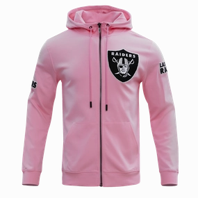 NFL LAS VEGAS RAIDERS CLASSIC CHENILLE MEN'S FULL ZIP HOODIE  (PINK)
