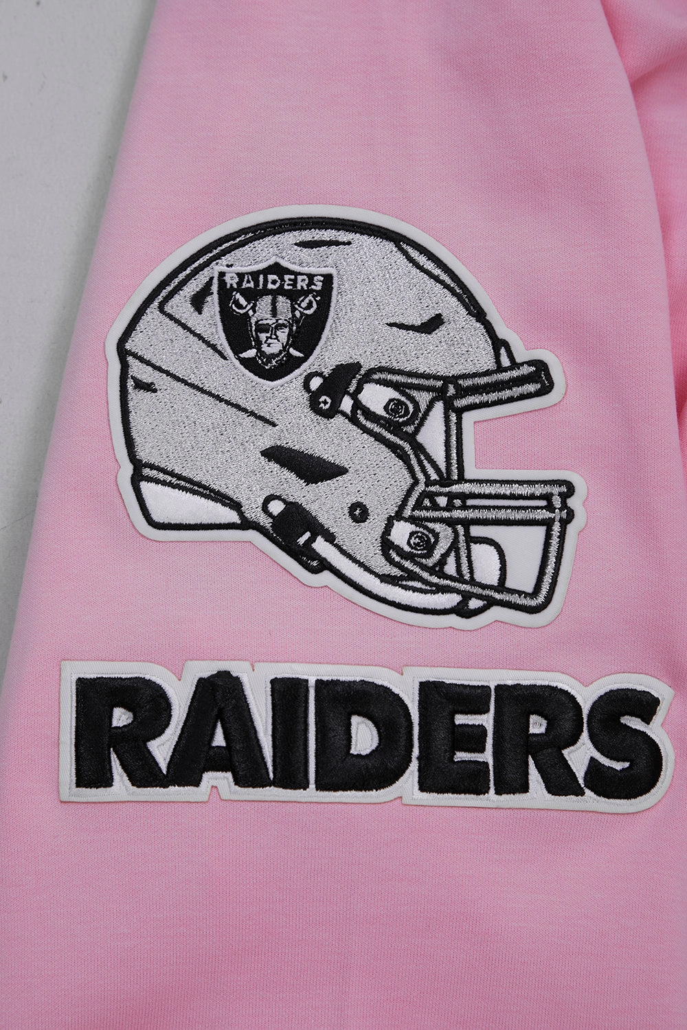 NFL LAS VEGAS RAIDERS CLASSIC CHENILLE MEN'S FULL ZIP HOODIE  (PINK)
