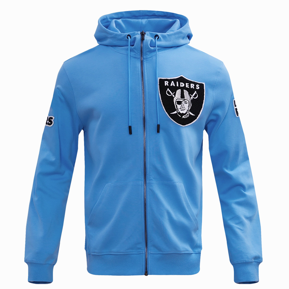 NFL LAS VEGAS RAIDERS CLASSIC CHENILLE MEN'S FULL ZIP HOODIE  (UNIVERSITY BLUE)