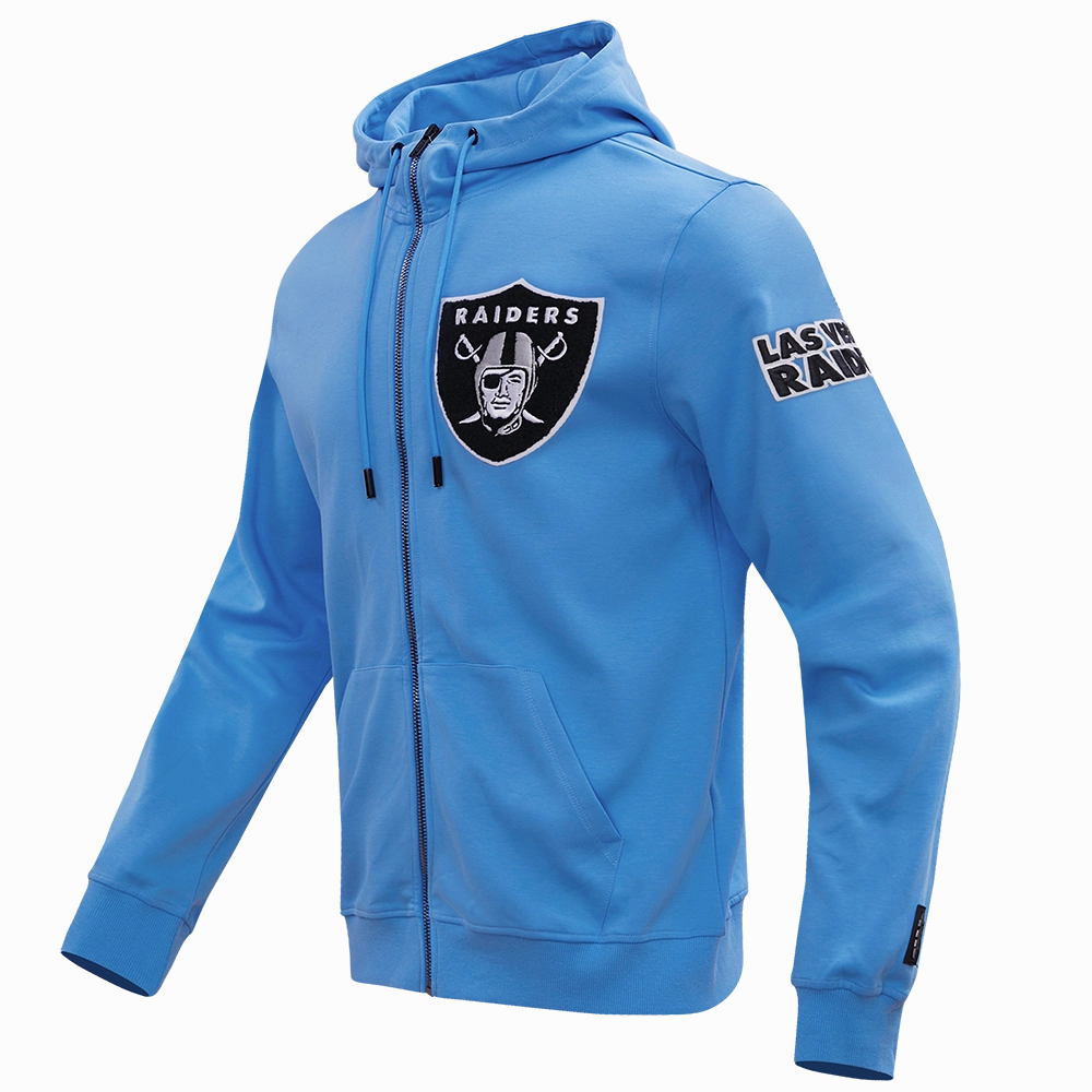 NFL LAS VEGAS RAIDERS CLASSIC CHENILLE MEN'S FULL ZIP HOODIE  (UNIVERSITY BLUE)