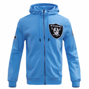 NFL LAS VEGAS RAIDERS CLASSIC CHENILLE MEN'S FULL ZIP HOODIE  (UNIVERSITY BLUE)