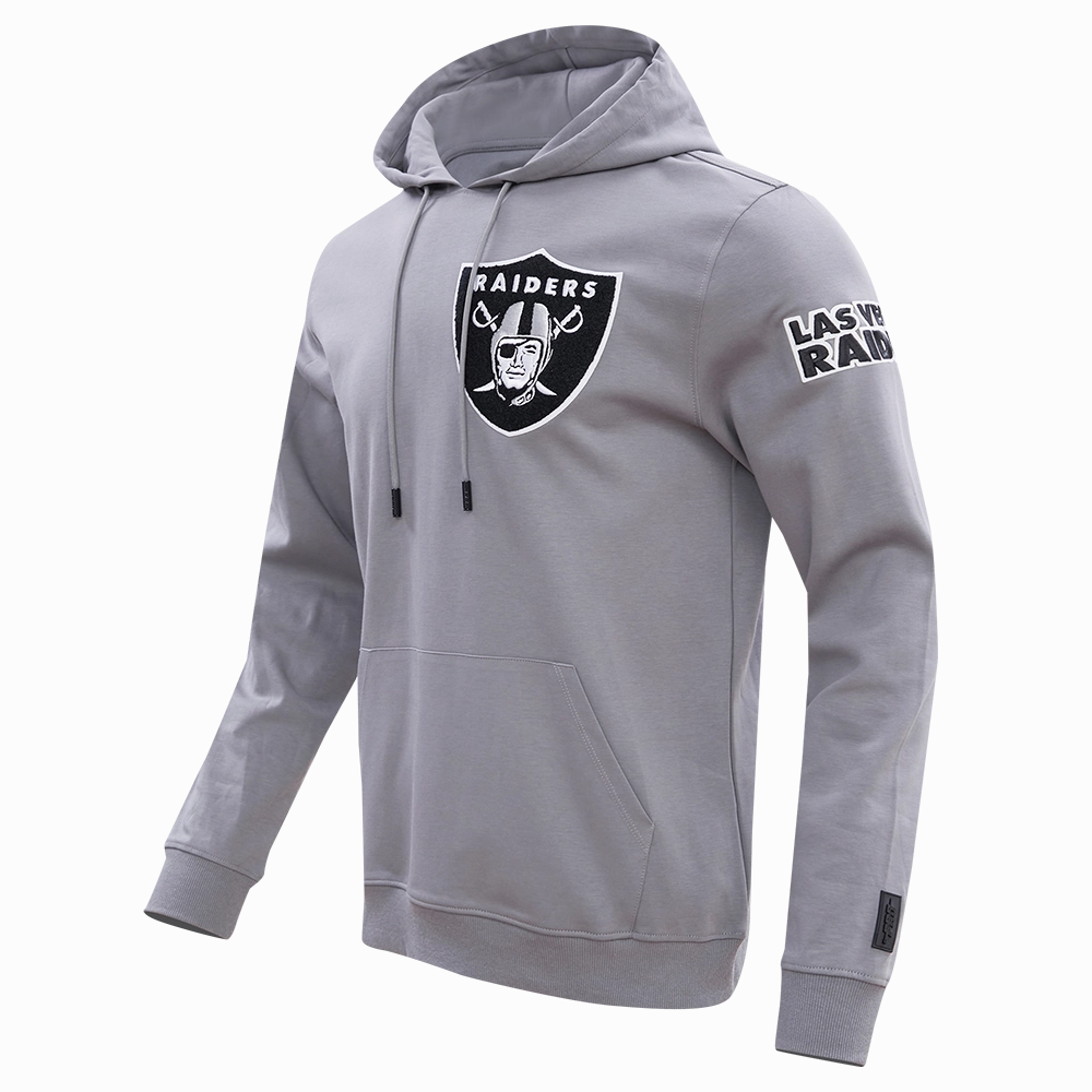 NFL LAS VEGAS RAIDERS CLASSIC CHENILLE MEN'S PULLOVER HOODIE (GRAY)