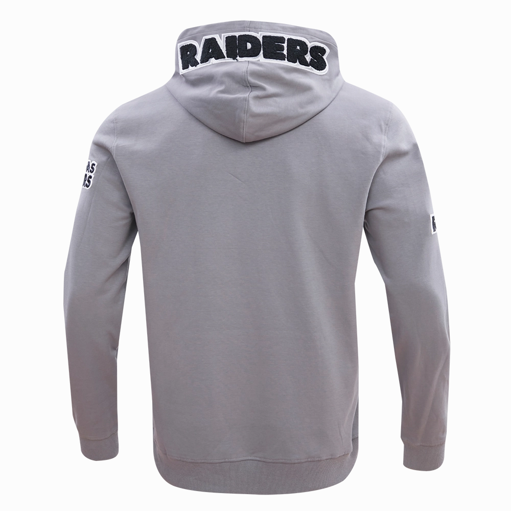 NFL LAS VEGAS RAIDERS CLASSIC CHENILLE MEN'S PULLOVER HOODIE (GRAY)