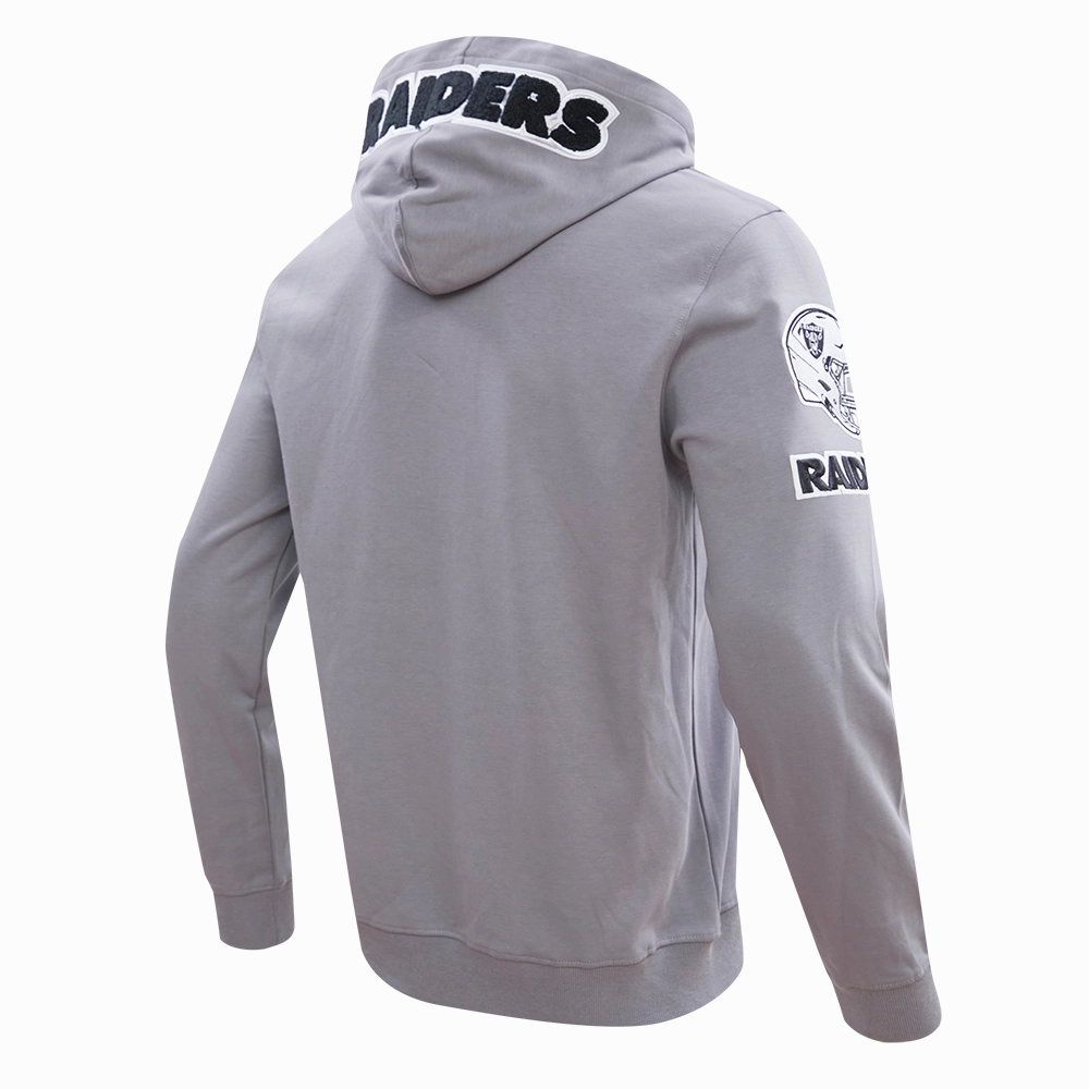 NFL LAS VEGAS RAIDERS CLASSIC CHENILLE MEN'S PULLOVER HOODIE (GRAY)