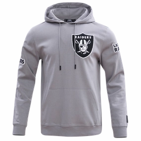 NFL LAS VEGAS RAIDERS CLASSIC CHENILLE MEN'S PULLOVER HOODIE (GRAY)