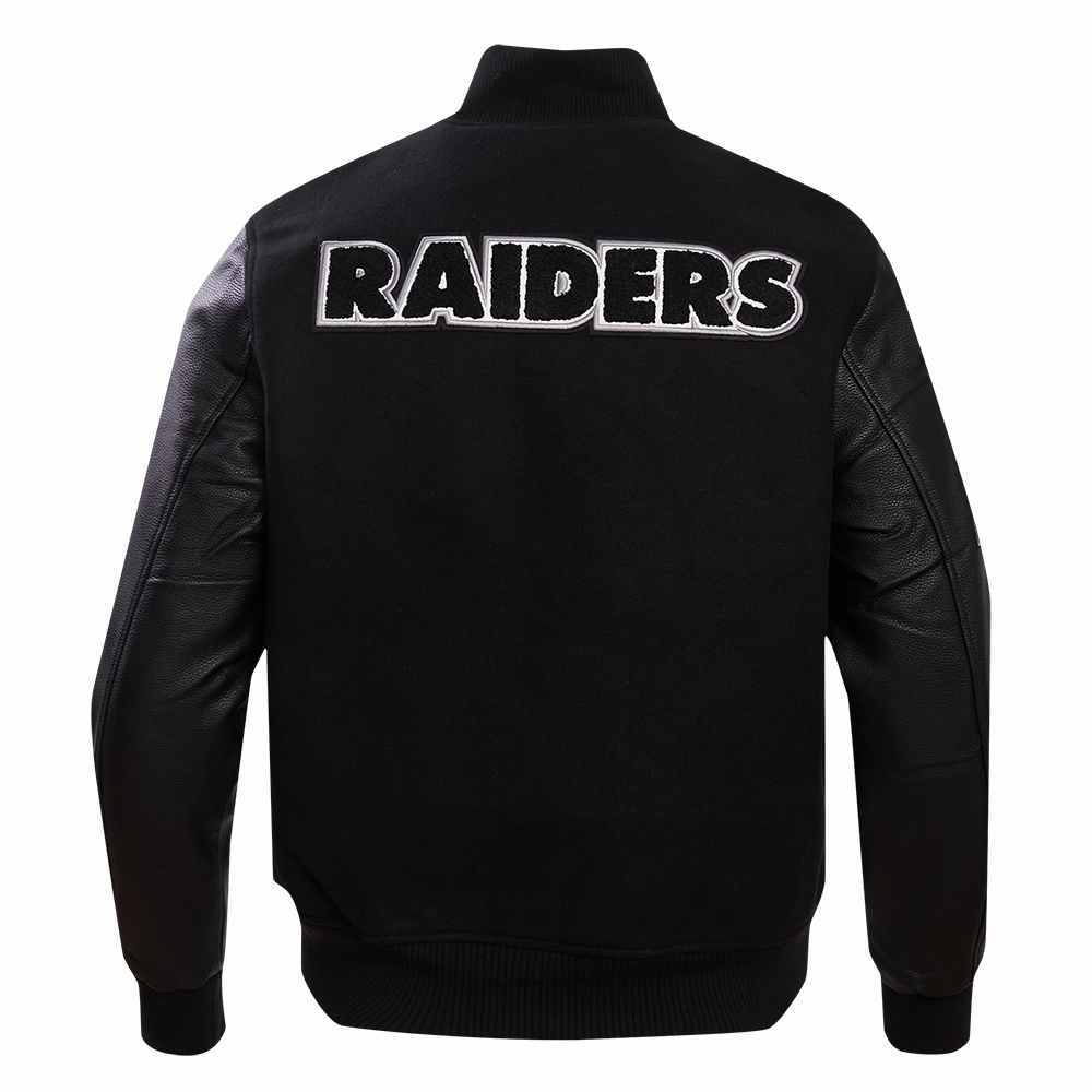 NFL LAS VEGAS RAIDERS CLASSIC WOOL MEN'S VARSITY JACKET (BLACK)