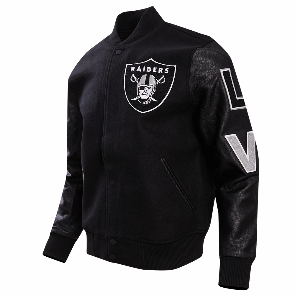 NFL LAS VEGAS RAIDERS CLASSIC WOOL MEN'S VARSITY JACKET (BLACK)