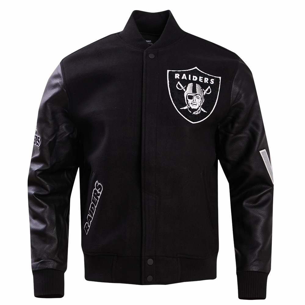 NFL LAS VEGAS RAIDERS CLASSIC WOOL MEN'S VARSITY JACKET (BLACK)