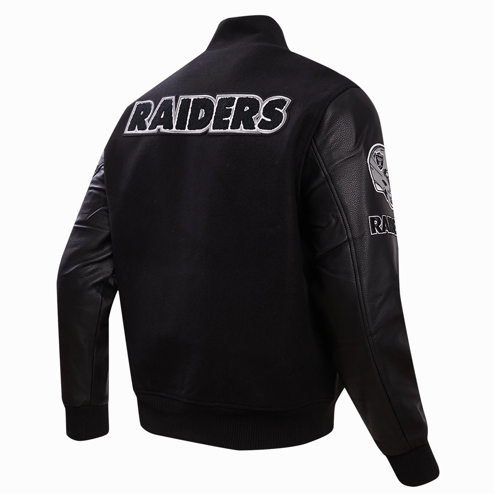 NFL LAS VEGAS RAIDERS CLASSIC WOOL MEN'S VARSITY JACKET (BLACK)