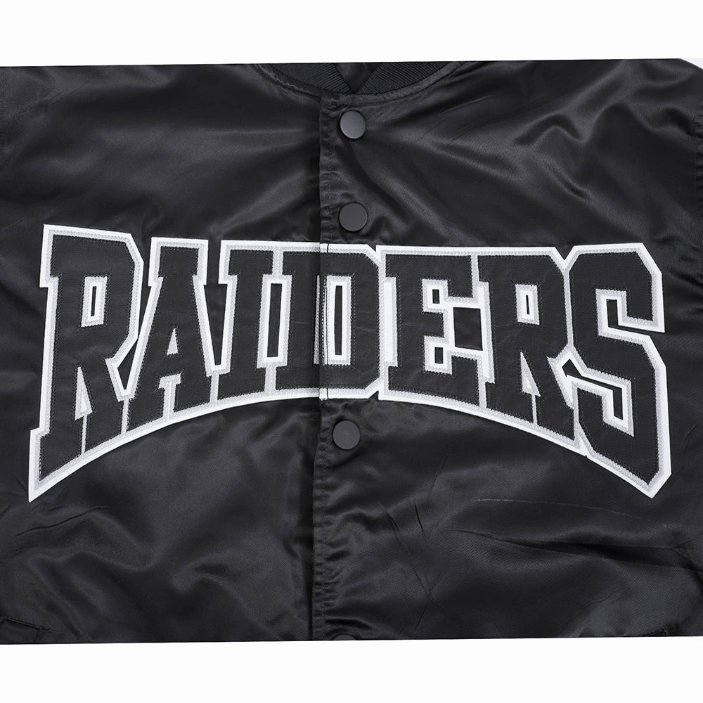 NFL LAS VEGAS RAIDERS CREST EMBLEM MEN'S SATIN JACKET (BLACK)
