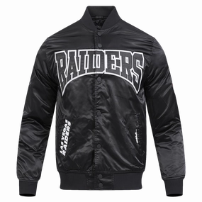 NFL LAS VEGAS RAIDERS CREST EMBLEM MEN'S SATIN JACKET (BLACK)