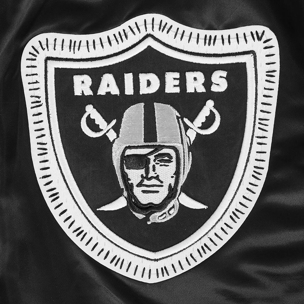 NFL LAS VEGAS RAIDERS DIY PICK STITCH MEN'S RIB SATIN JACKET (BLACK)