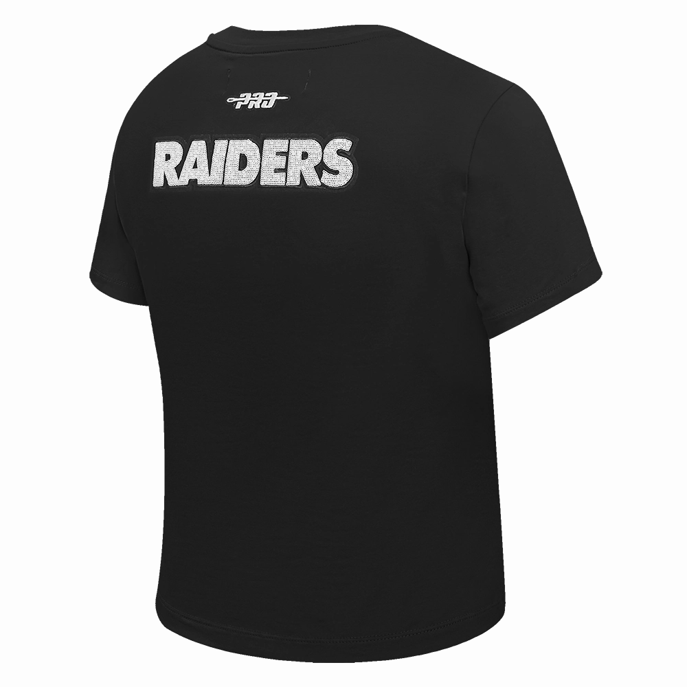 NFL LAS VEGAS RAIDERS GAME DAY CLASSICS WOMEN'S SINGLE JERSEY BABY DOLL TEE (BLACK)