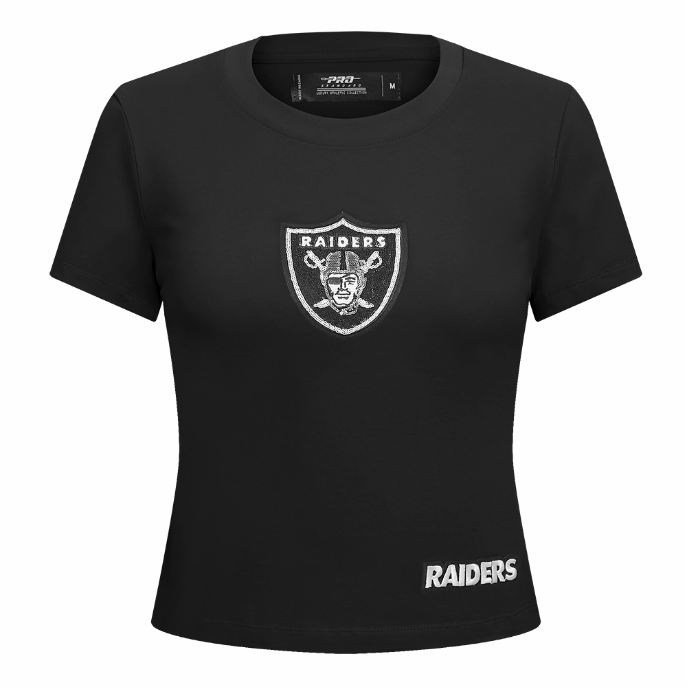 NFL LAS VEGAS RAIDERS GAME DAY CLASSICS WOMEN'S SINGLE JERSEY BABY DOLL TEE (BLACK)