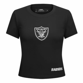 NFL LAS VEGAS RAIDERS GAME DAY CLASSICS WOMEN'S SINGLE JERSEY BABY DOLL TEE (BLACK)