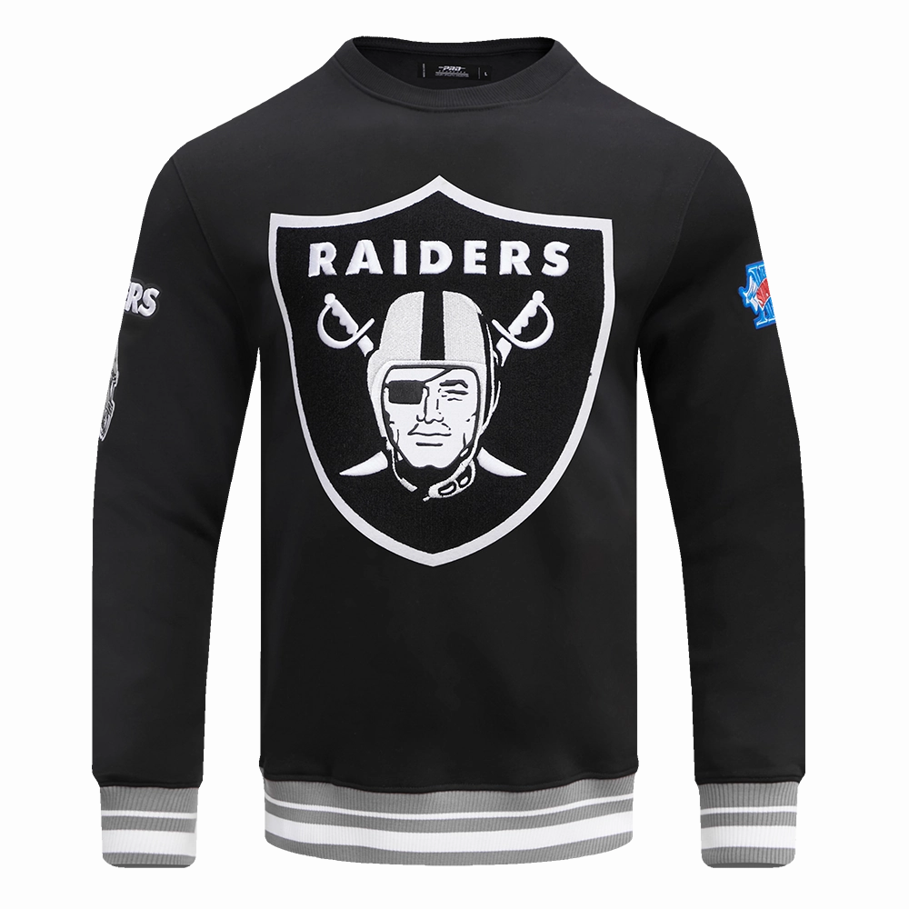 NFL LAS VEGAS RAIDERS MASHUP MEN'S RIB CREWNECK (BLACK/GRAY)